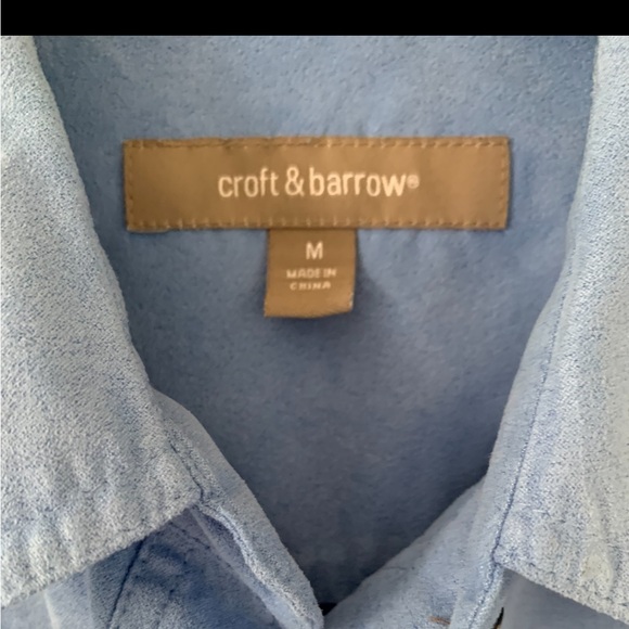 CROFT&BARROW Light Blue Suede Long Sleeve Button Down Shirt SIZE M - Picture 4 of 10